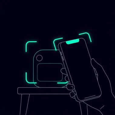 Illustration of a phone framing a home blood pressure monitor